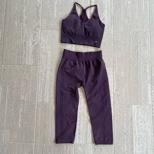 Seamless High-Waist Ankle Leggings & Sports Bra Set — Plum